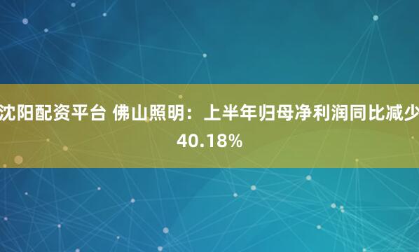 沈阳配资平台 佛山照明：上半年归母净利润同比减少40.18%